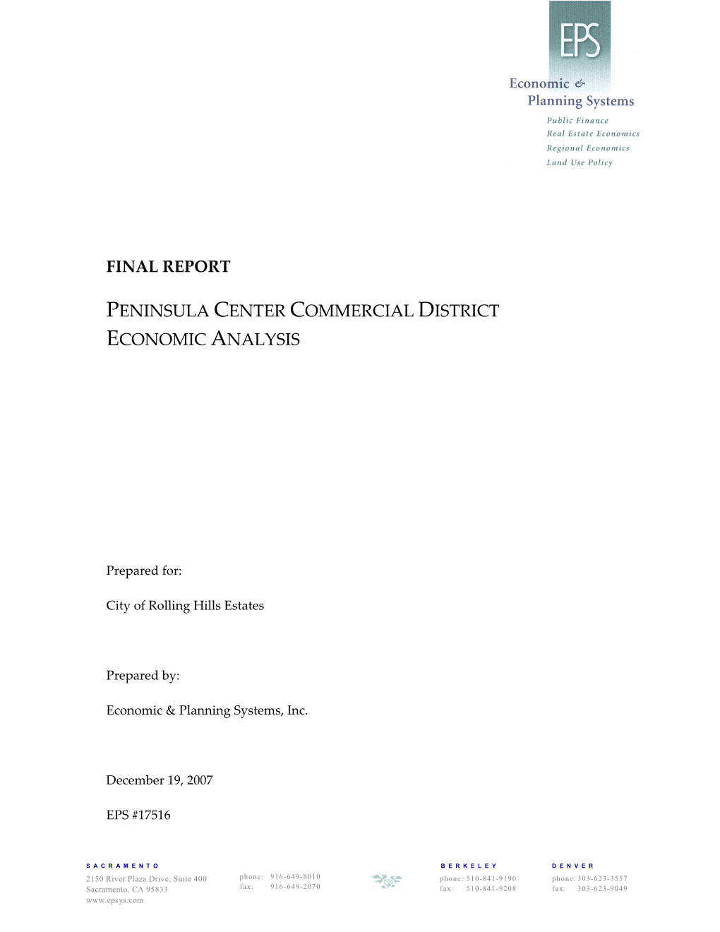 Peninsula Center Commercial District Economic Analysis