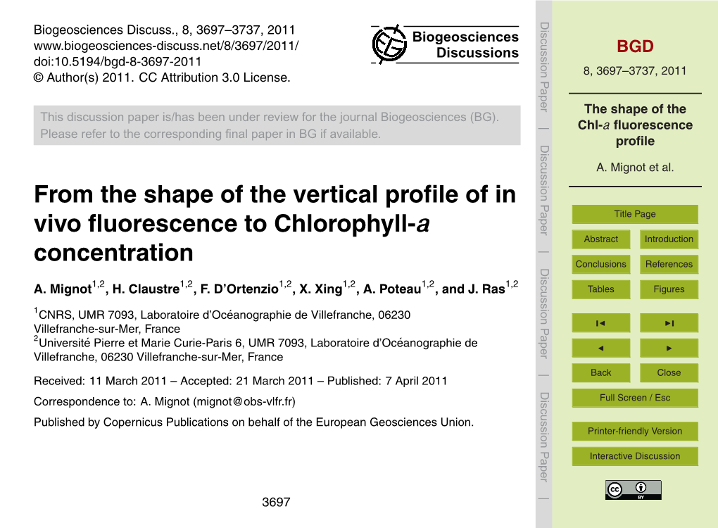 The Shape of the Chl-A Fluorescence Profile