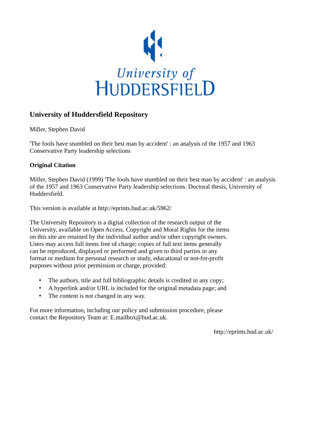 University of Huddersfield Repository