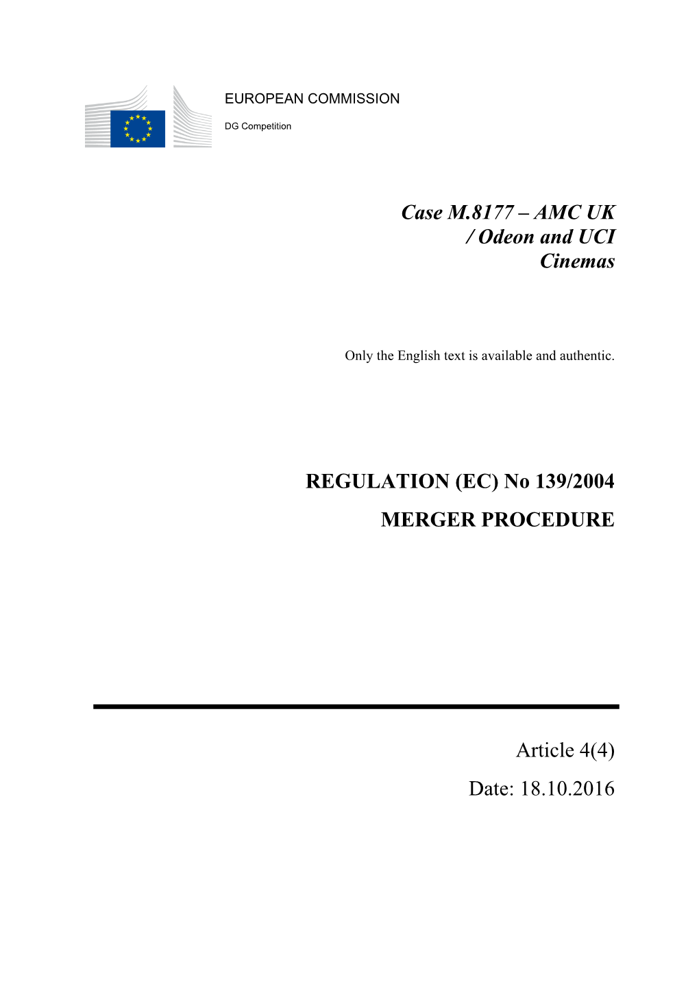 Case M.8177 – AMC UK / Odeon and UCI Cinemas