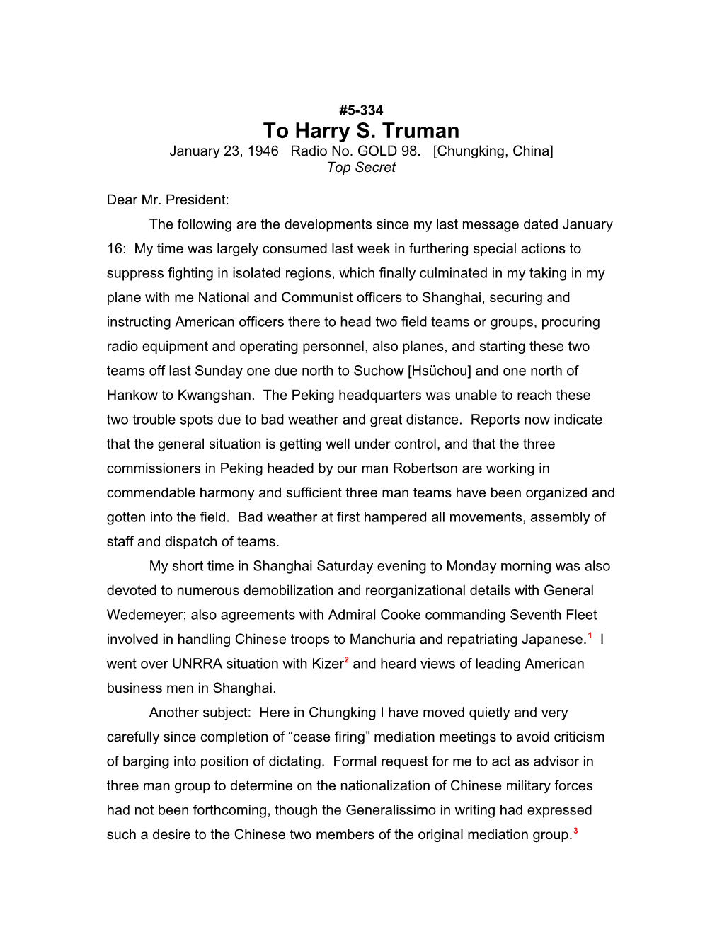 To Harry S. Truman