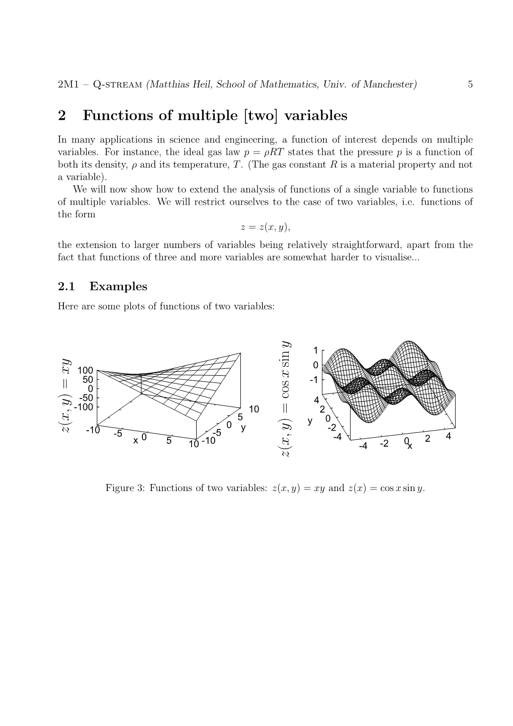 Functions of Two Variables