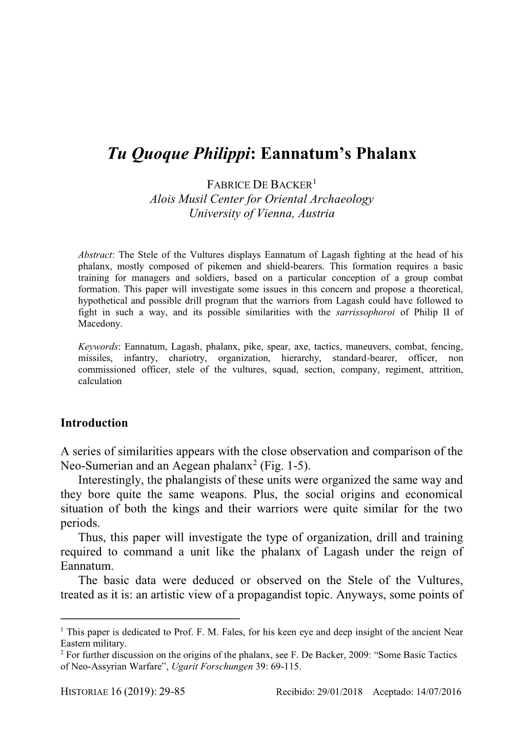 Tu Quoque Philippi: Eannatum's Phalanx