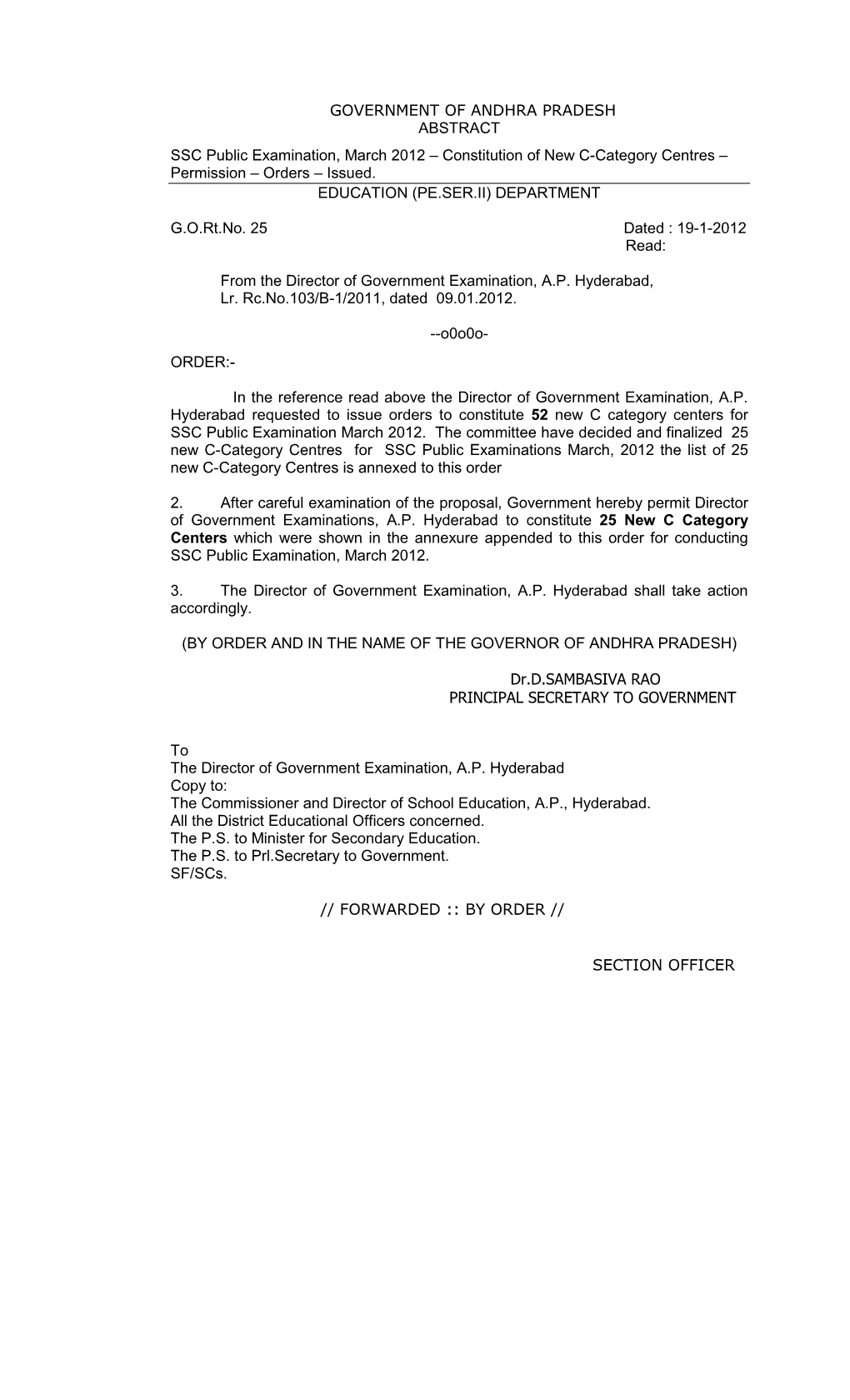 GOVERNMENT of ANDHRA PRADESH ABSTRACT SSC Public