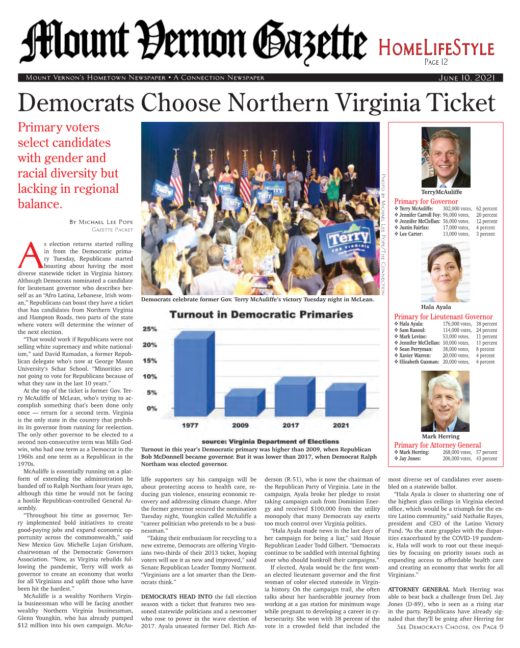 Democrats Choose Northern Virginia Ticket