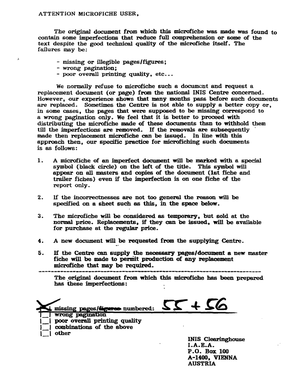 ATTENTION MICROFICHE USER, the Original Document from Which