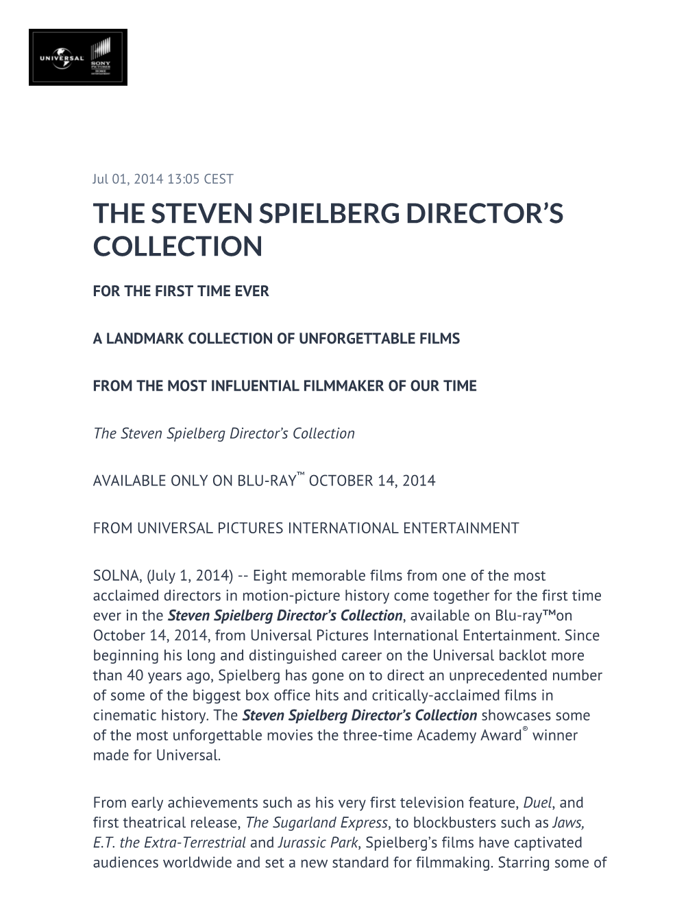 The Steven Spielberg Director's Collection