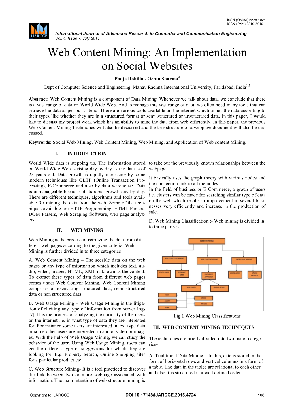 Web Content Mining: an Implementation on Social Websites