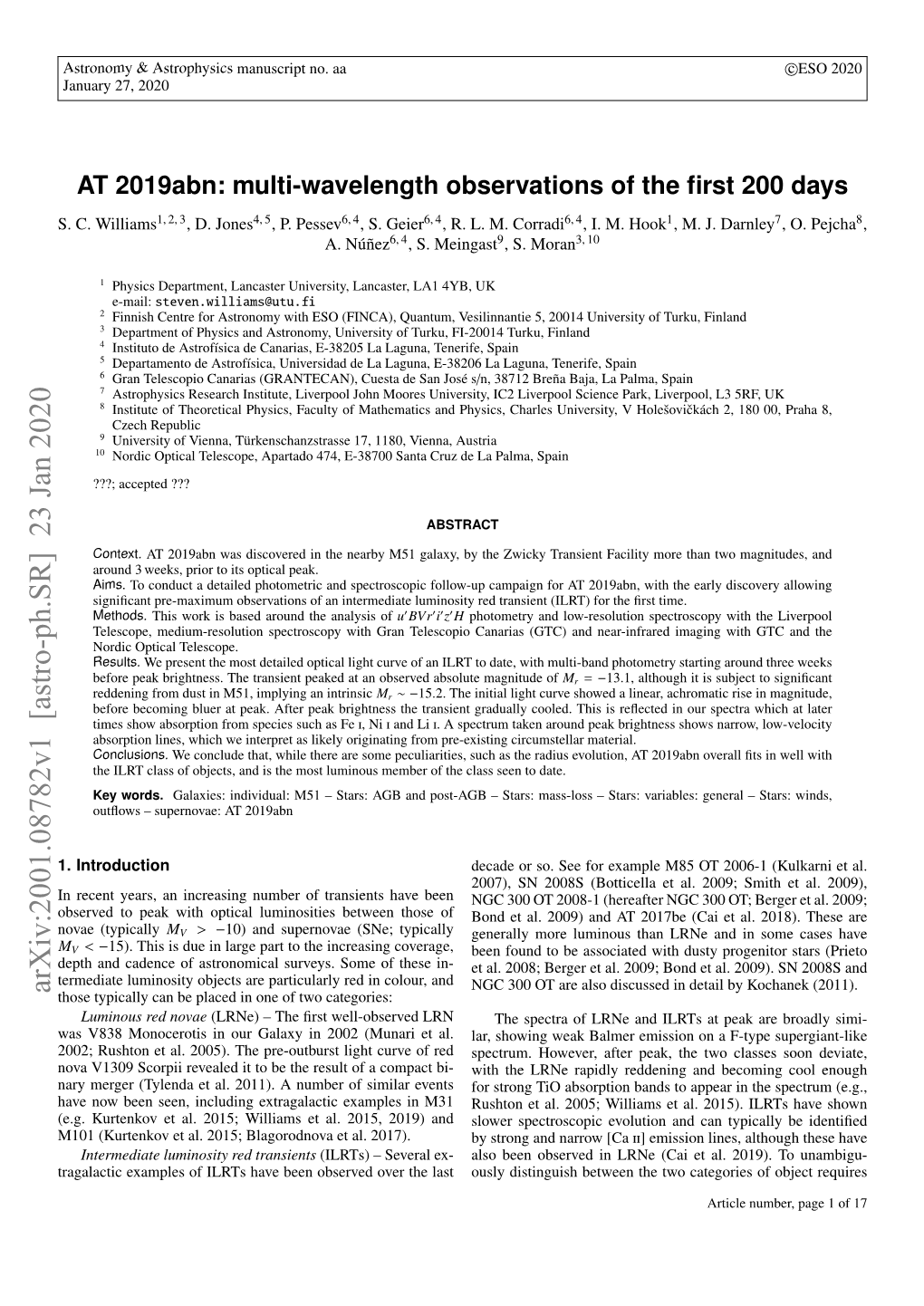 Arxiv:2001.08782V1 [Astro-Ph.SR] 23 Jan 2020