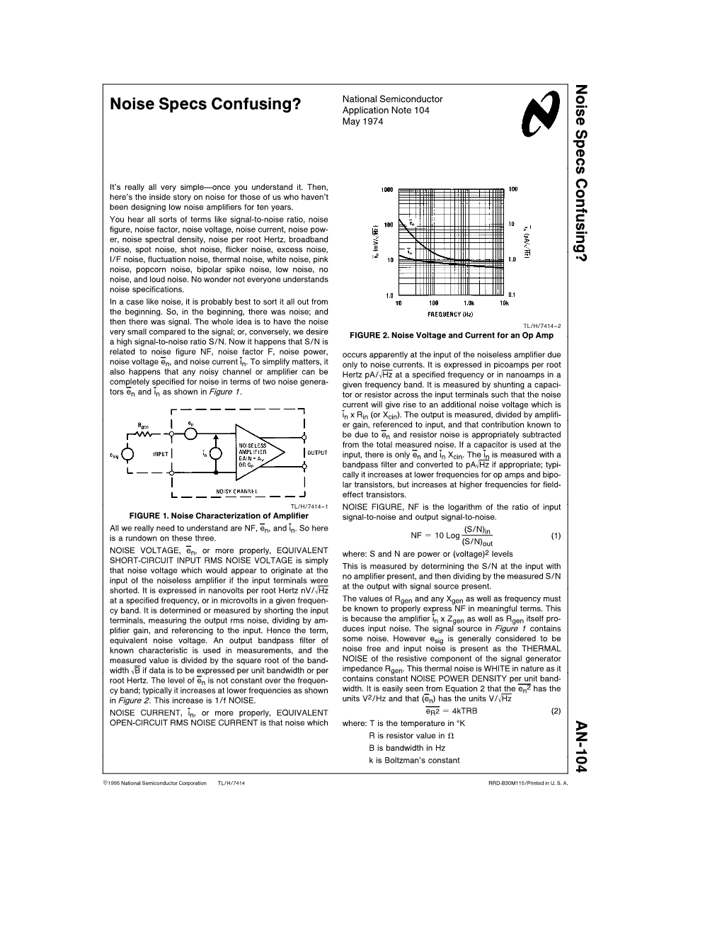 Noise Specs Confusing? Application Note 104 May 1974