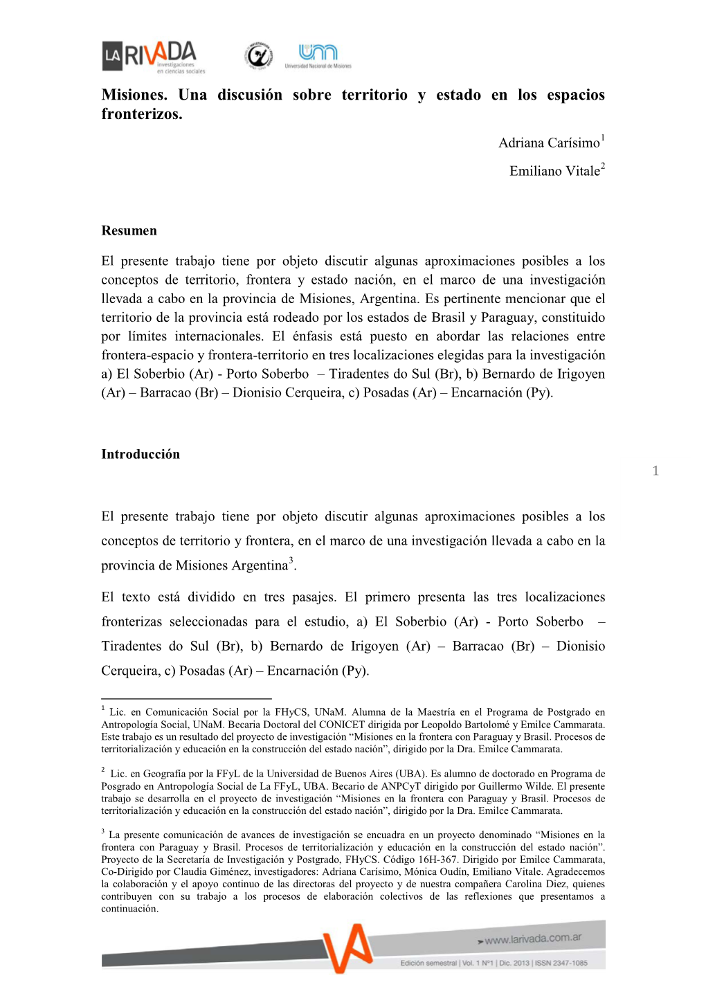 Territorio Y Estado En Los Espacios Fronterizos