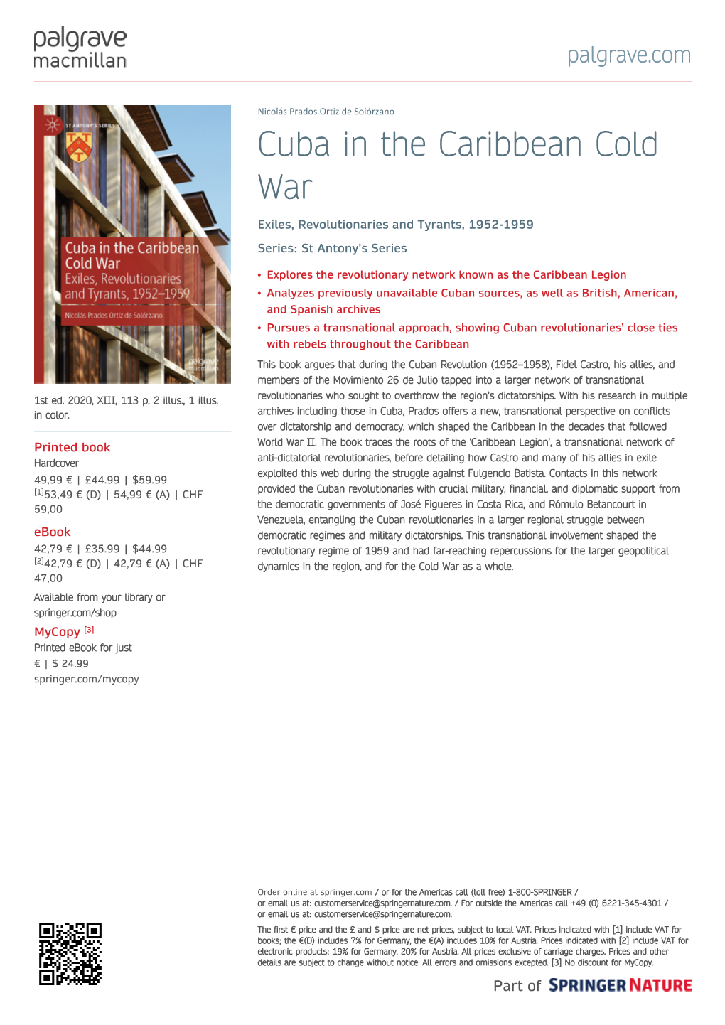 Cuba in the Caribbean Cold War Exiles, Revolutionaries and Tyrants, 1952-1959 Series: St Antony's Series