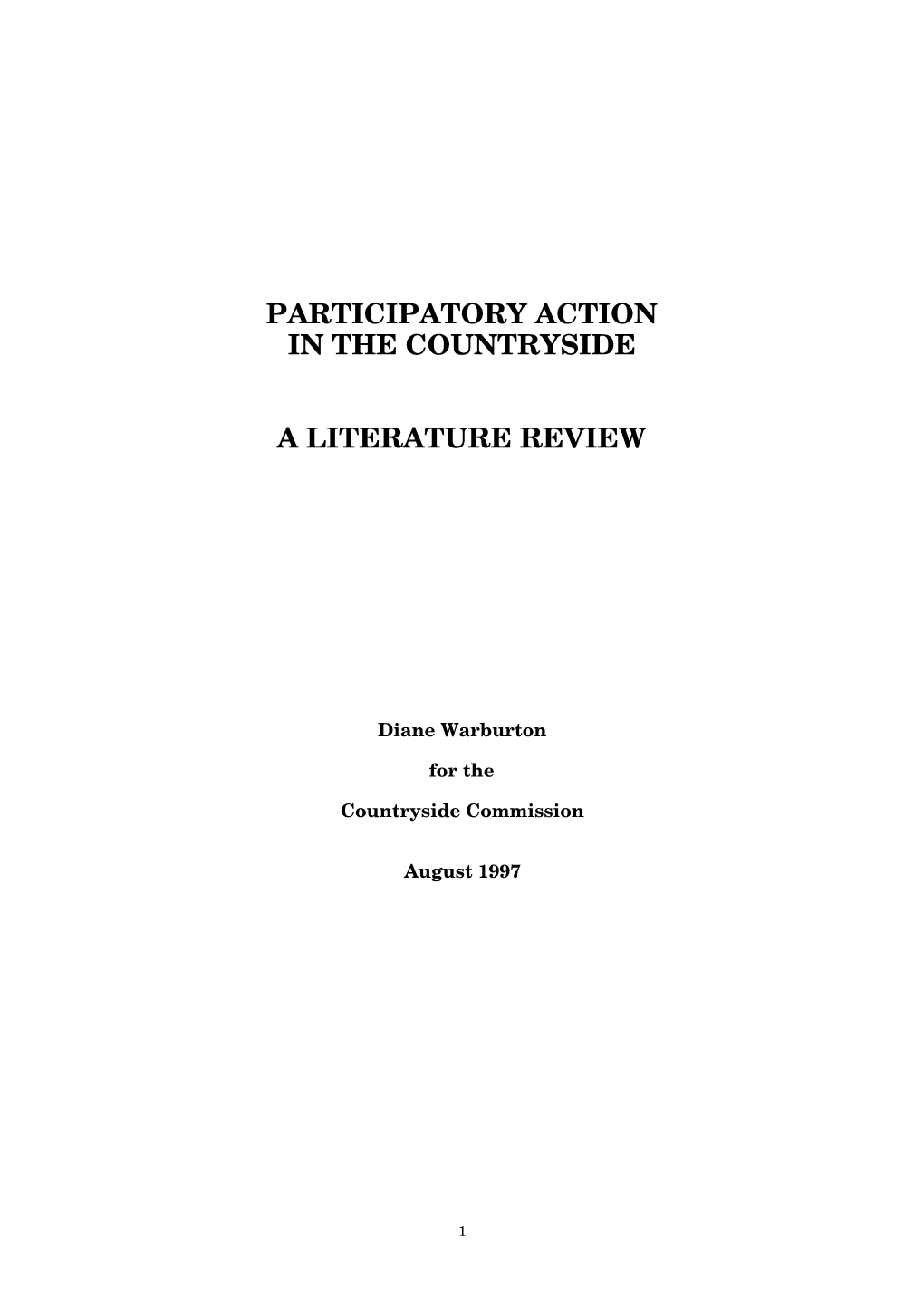 Participatory Action in the Countryside a Literature