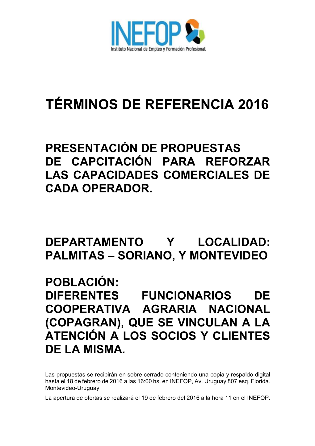 Términos De Referencia 2016