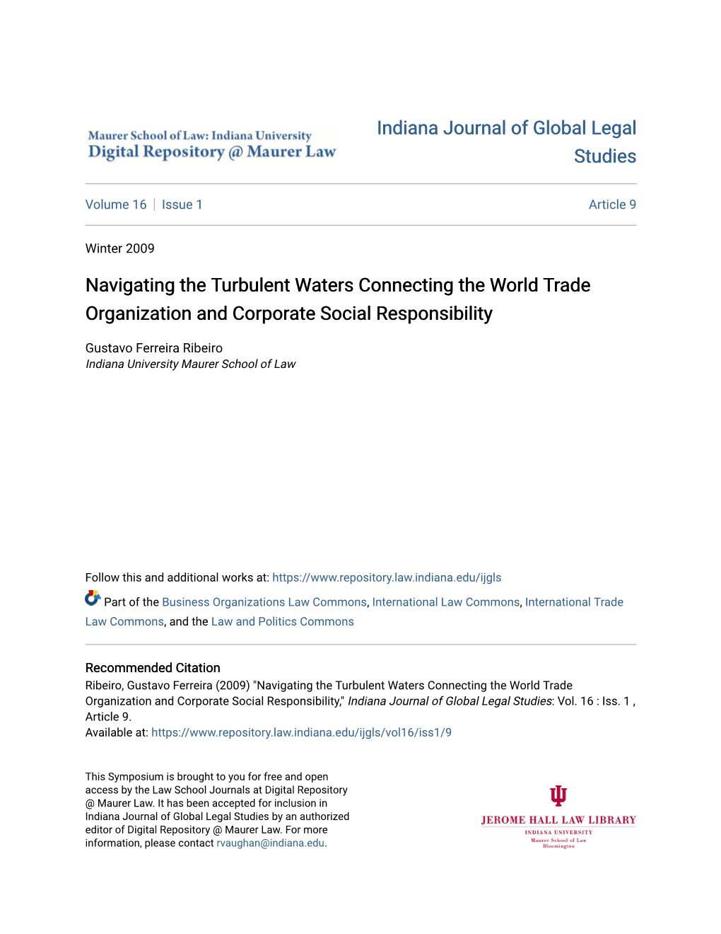 Navigating the Turbulent Waters Connecting the World Trade Organization and Corporate Social Responsibility