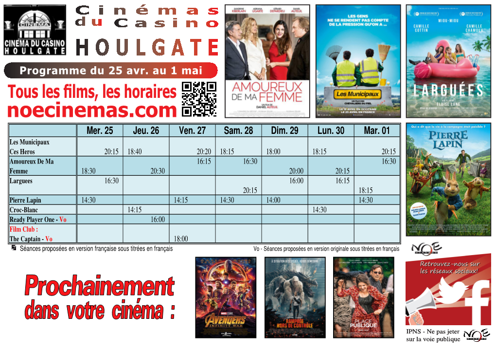 Programme Du 25 Avr. Au 1 Maisemaine Cinématographique N° 2018 - 17 Du Mercredi 25 Au Mardi 01 Mai 2018