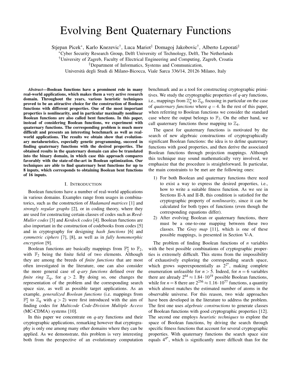 Evolving Bent Quaternary Functions