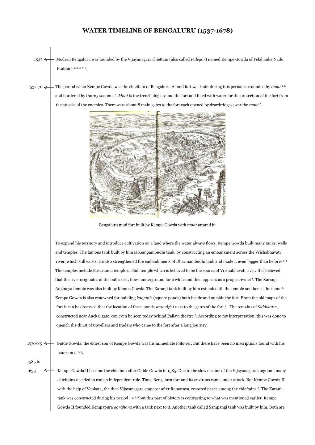 Water Timeline of Bengaluru (1537-1678)