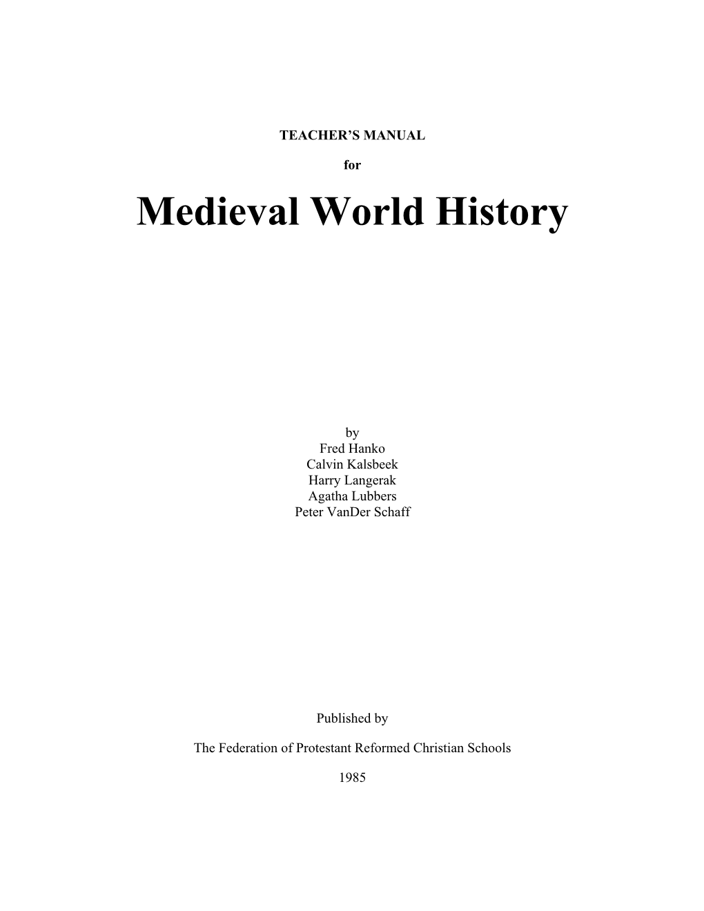 Medieval World History