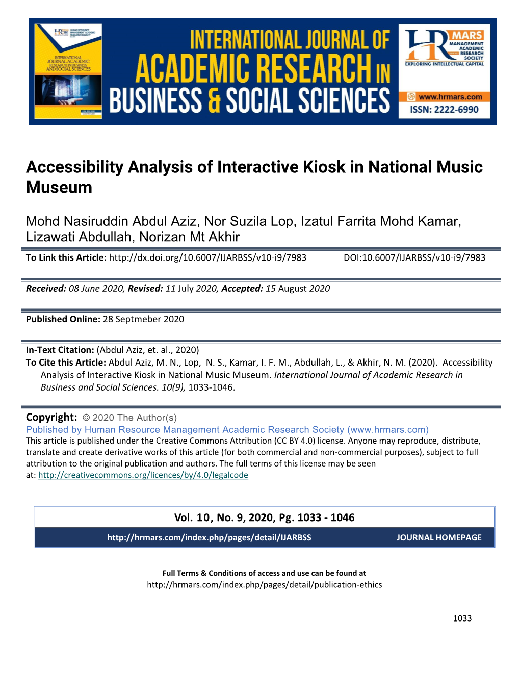Accessibility Analysis of Interactive Kiosk in National Music Museum