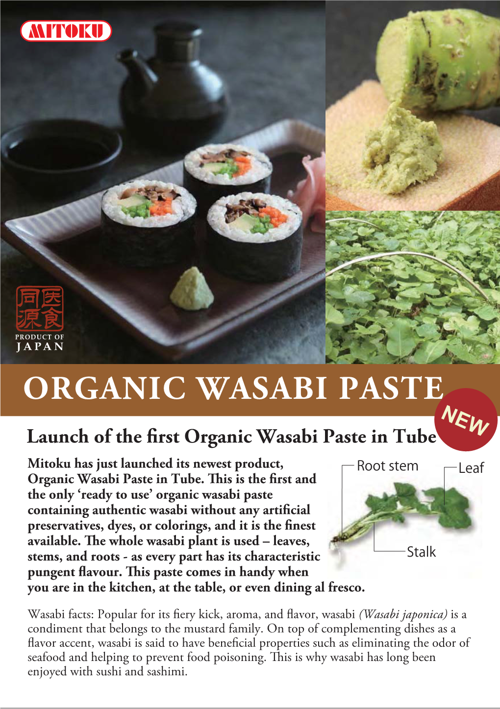 ORGANIC WASABI PASTE NEW Launch of the First Organic Wasabi Paste in Tube