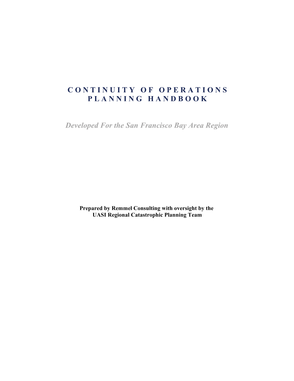 Continuity of Operations Planning Handbook