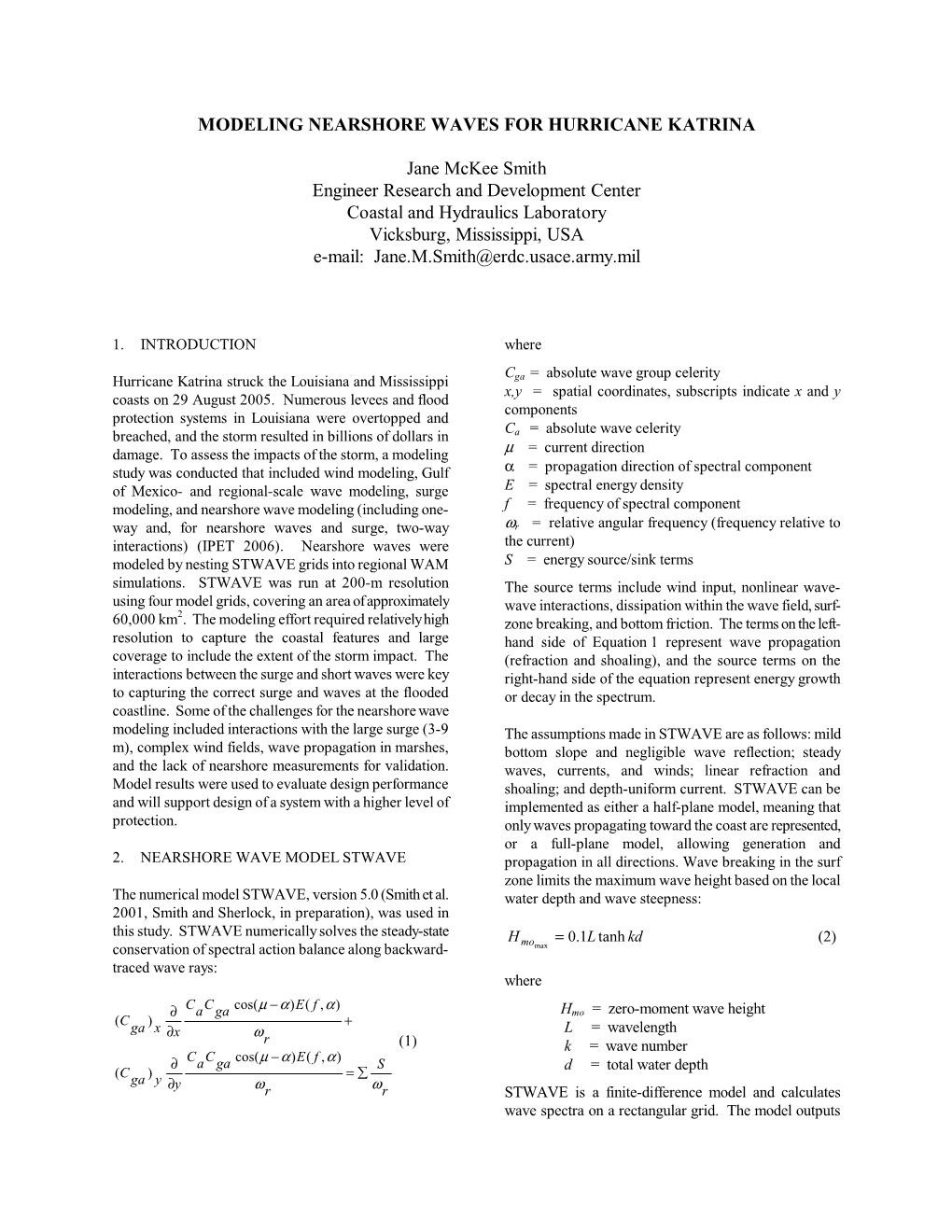 Modeling Nearshore Waves for Hurricane Katrina