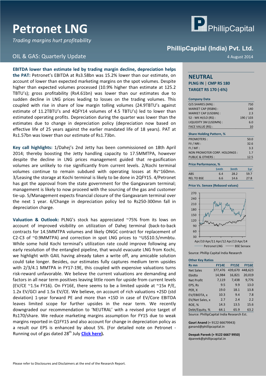 Petronet LNG Trading Margins Hurt Profitability Phillipcapital (India) Pvt