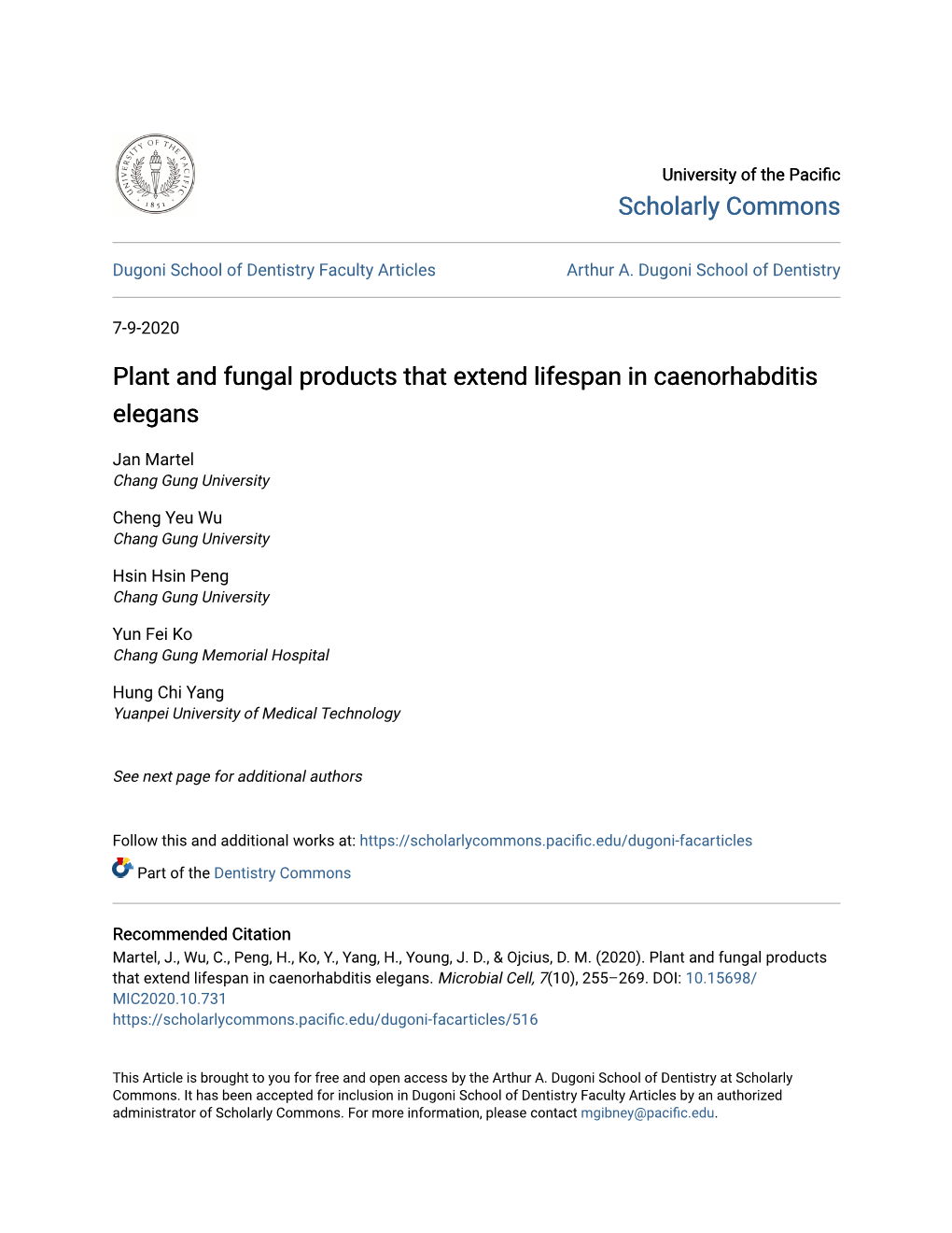 Plant and Fungal Products That Extend Lifespan in Caenorhabditis Elegans