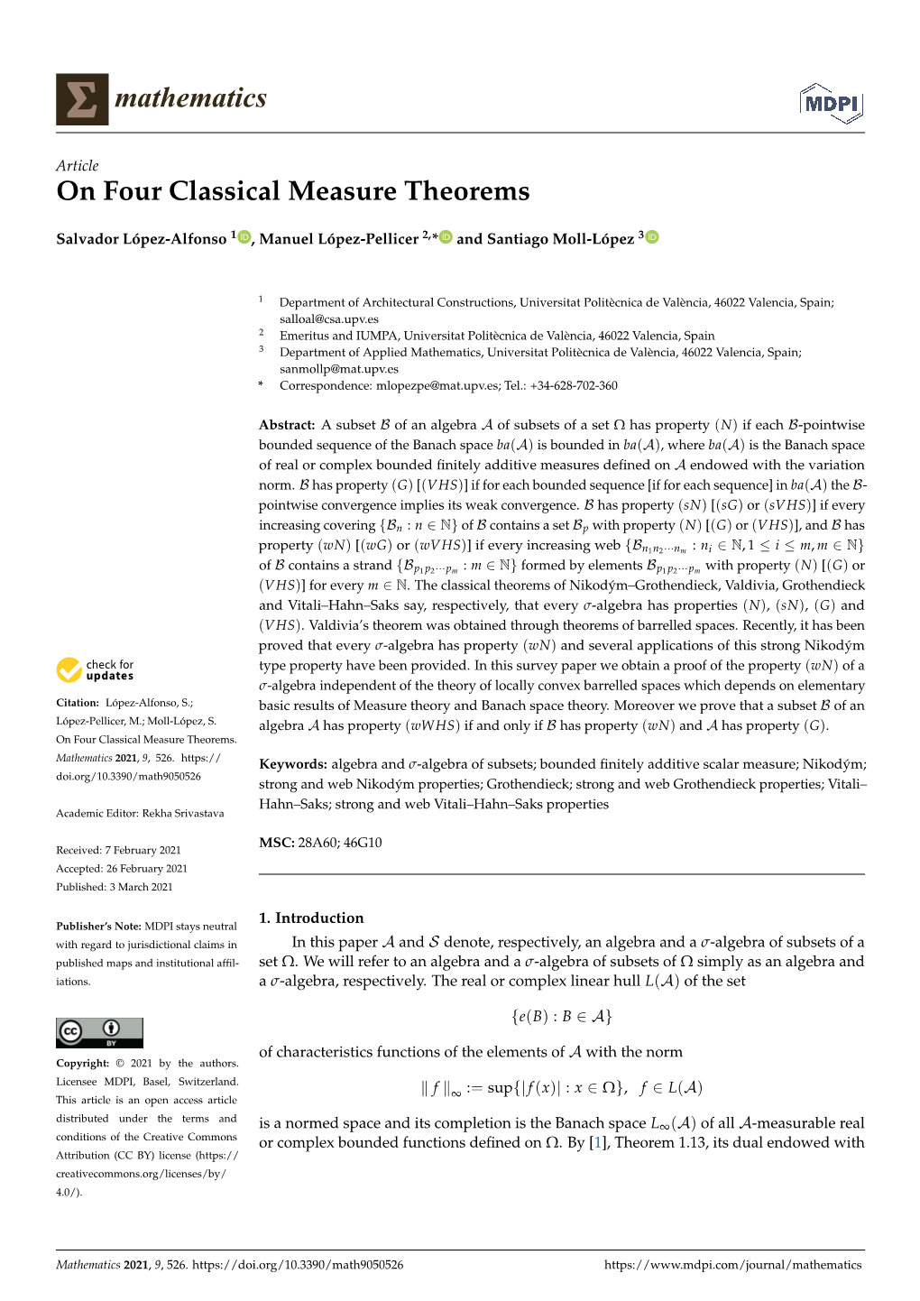 On Four Classical Measure Theorems