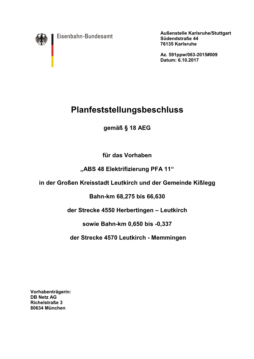 Planfeststellungsbeschluss