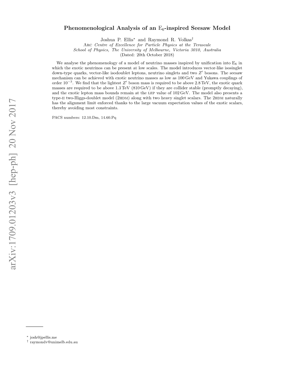 Arxiv:1709.01203V3 [Hep-Ph] 20 Nov 2017