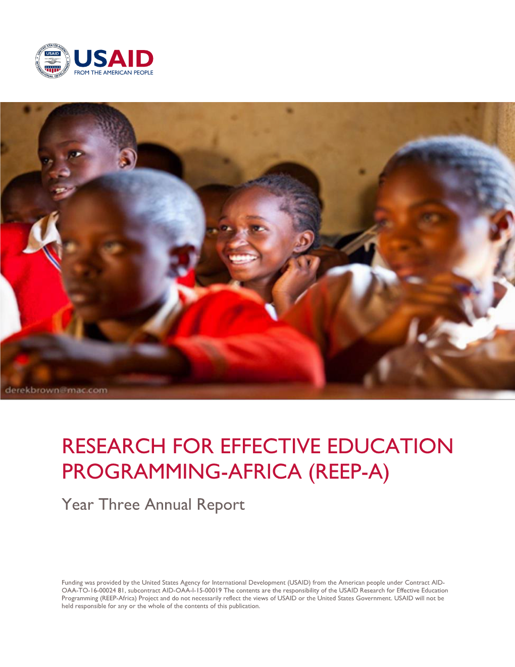 RESEARCH for EFFECTIVE EDUCATION PROGRAMMING-AFRICA (REEP-A) Year Three Annual Report