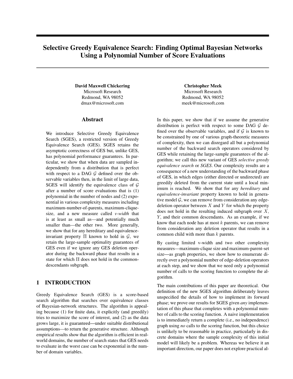 Selective Greedy Equivalence Search: Finding Optimal Bayesian Networks Using a Polynomial Number of Score Evaluations