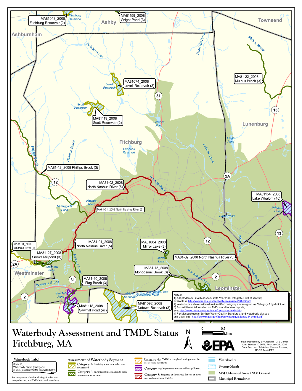 Fitchburg, MA Waterbody Assessment, 305(B)/303(D)