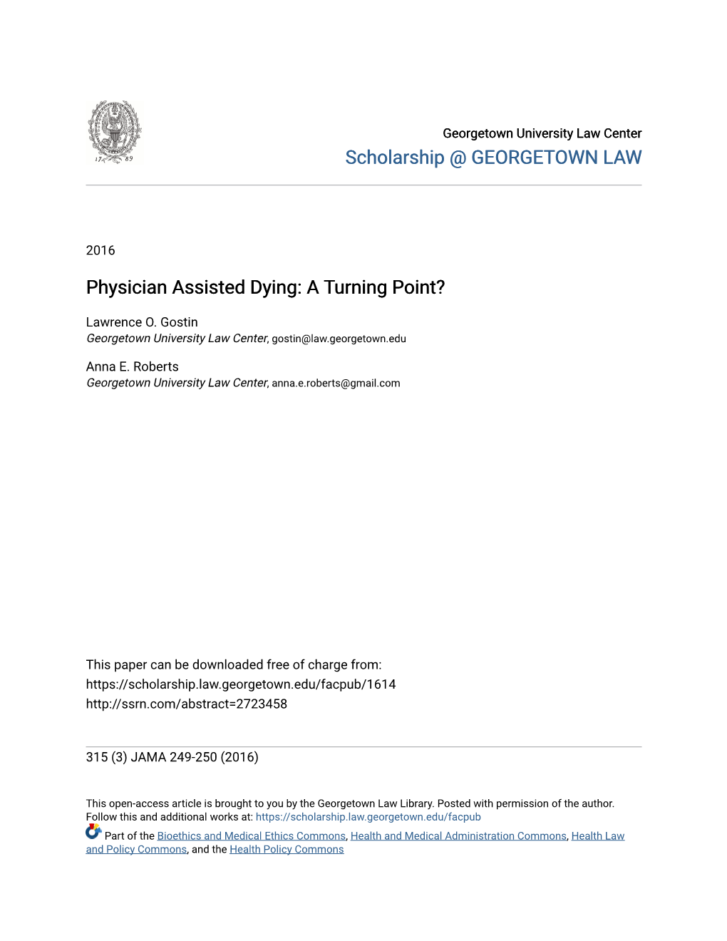 Physician Assisted Dying: a Turning Point?