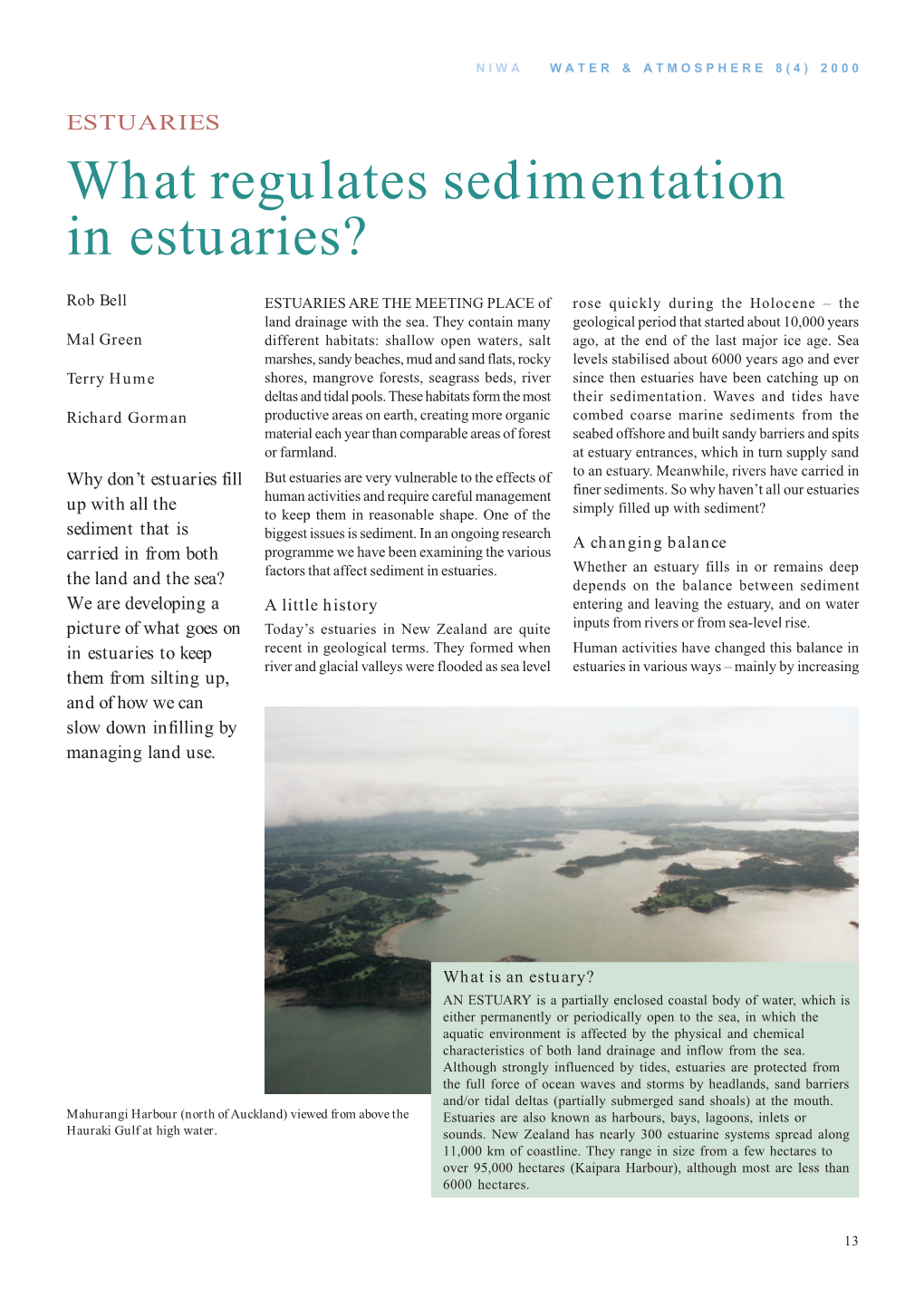 What Regulates Sedimentation in Estuaries?