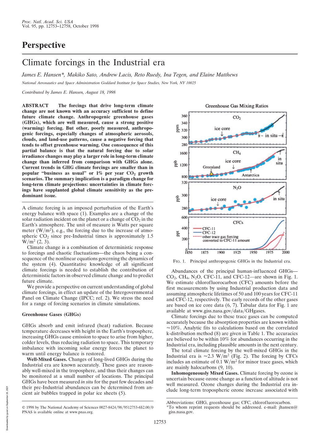 Perspective Climate Forcings in the Industrial