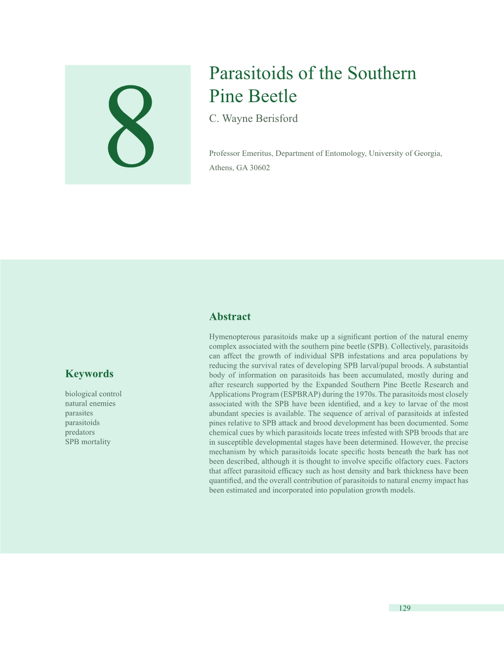 Parasitoids of the Southern Pine Beetle C