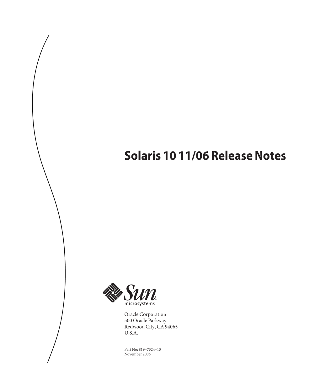 Solaris 10 1106 Release Notes