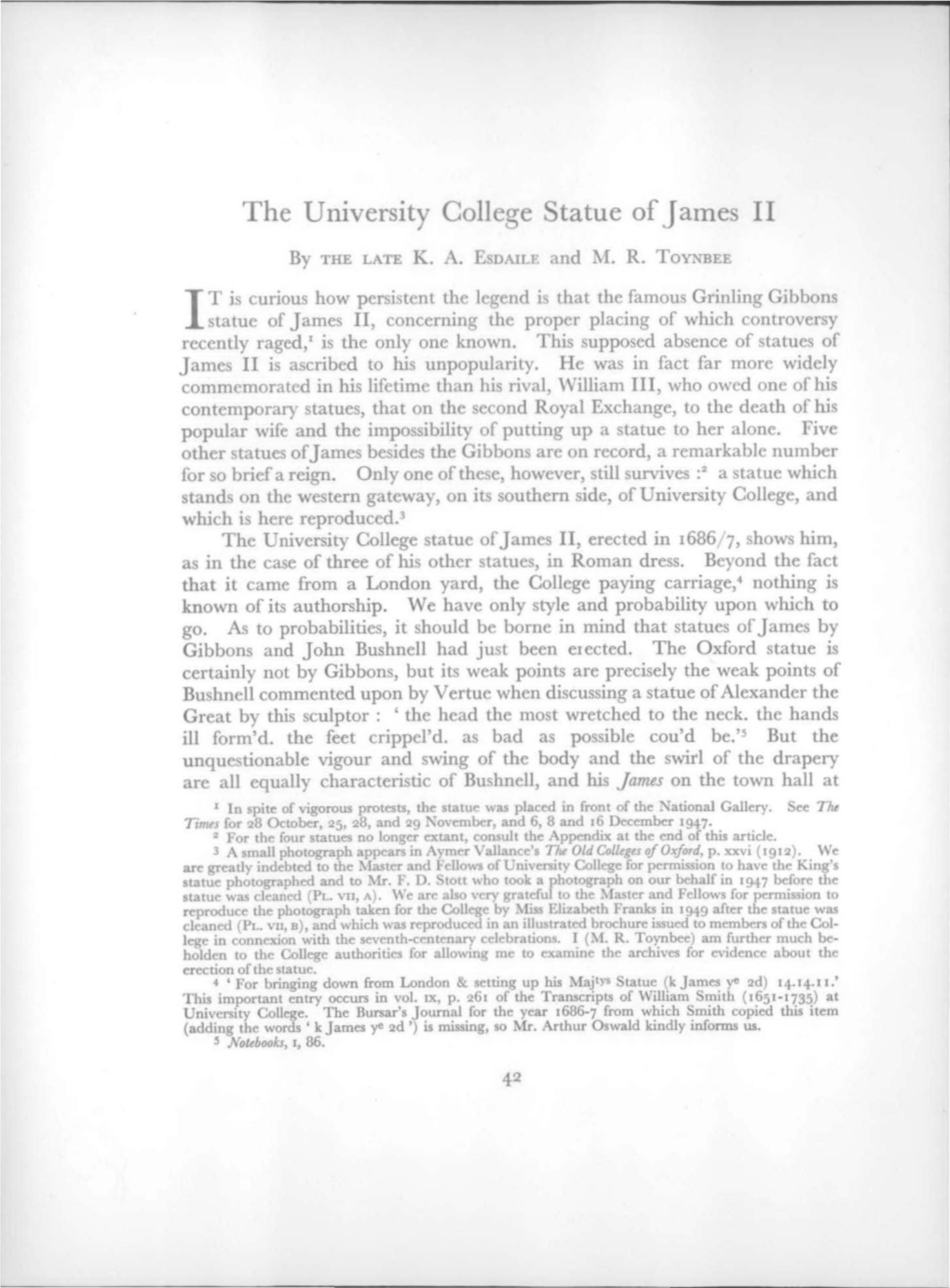 The University College Statue of James II