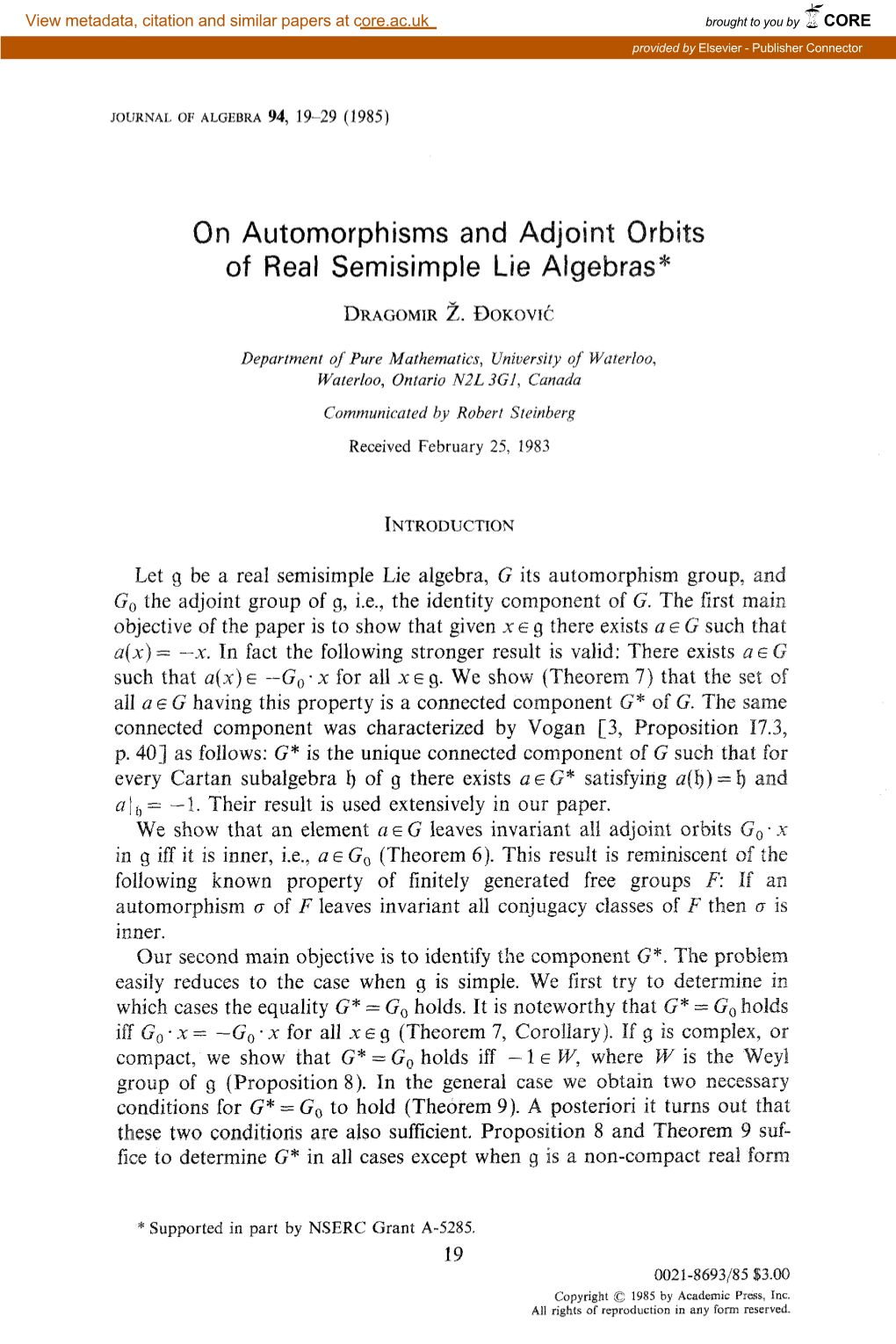 N Automorphisms and of Real Semisimple Lie