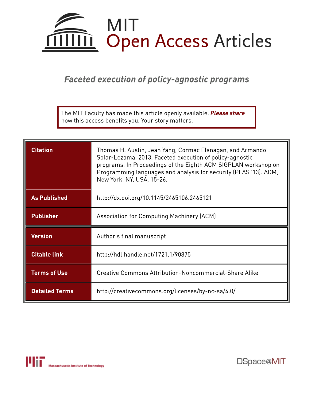 Faceted Execution of Policy-Agnostic Programs