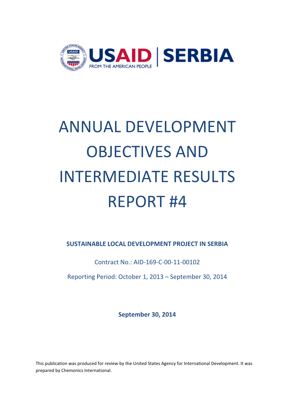 Annual Development Objectives and Intermediate Results Report #4