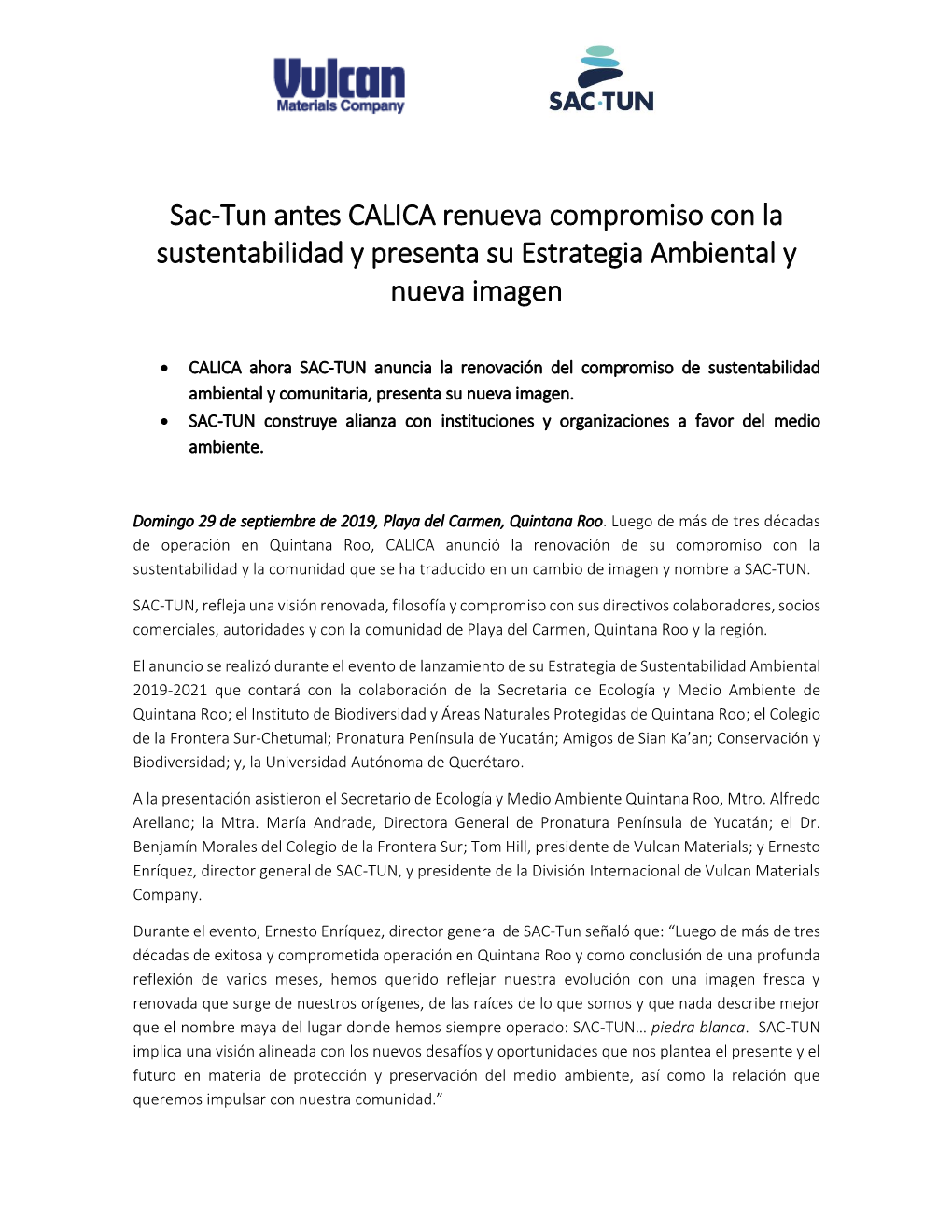 Sac-Tun Antes CALICA Renueva Compromiso Con La Sustentabilidad Y Presenta Su Estrategia Ambiental Y Nueva Imagen