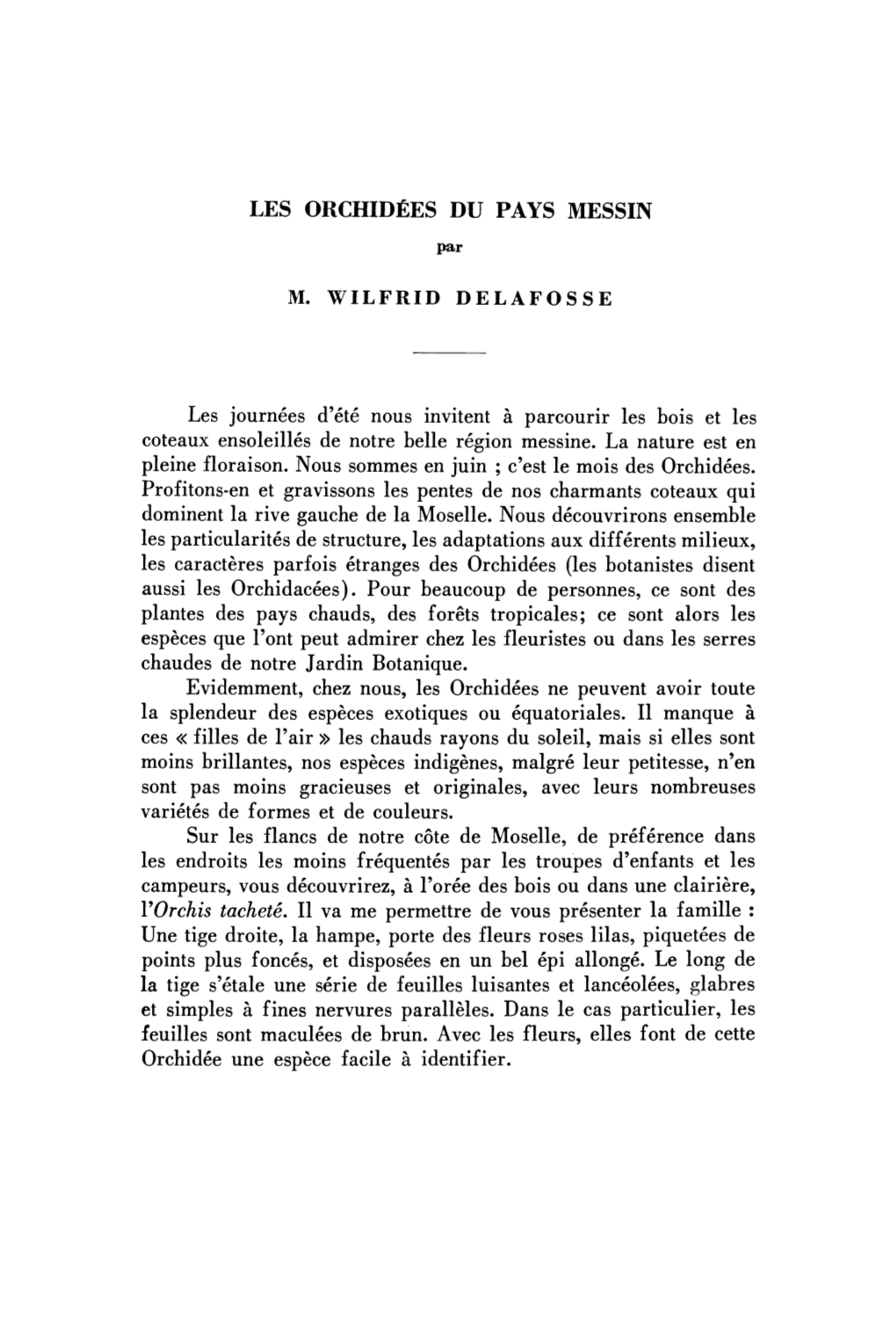 LES ORCHIDÉES DU PAYS MESSIN Les Journées D'été Nous Invitent À