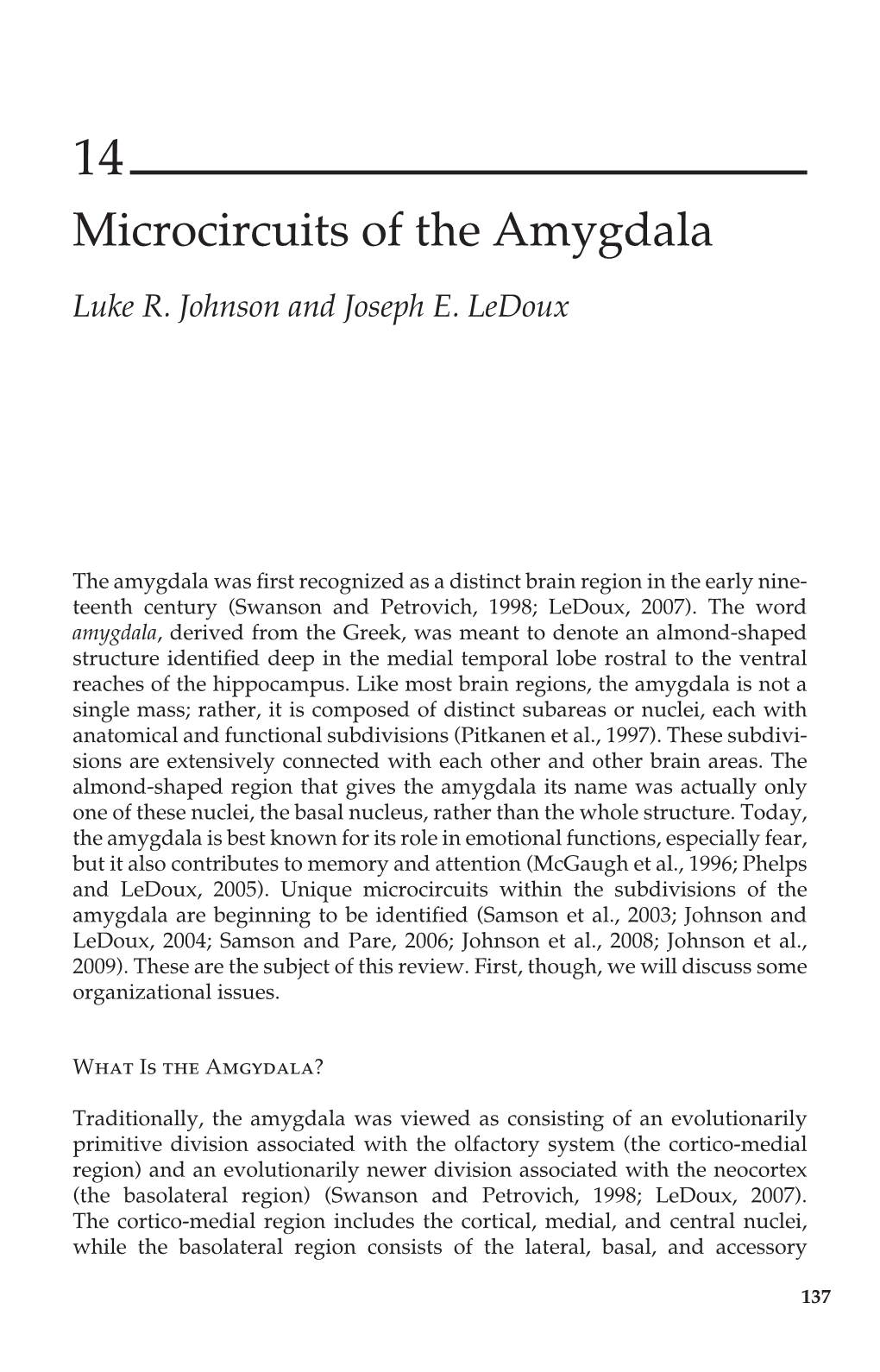 Microcircuits of the Amygdala (Johnson & Ledoux)