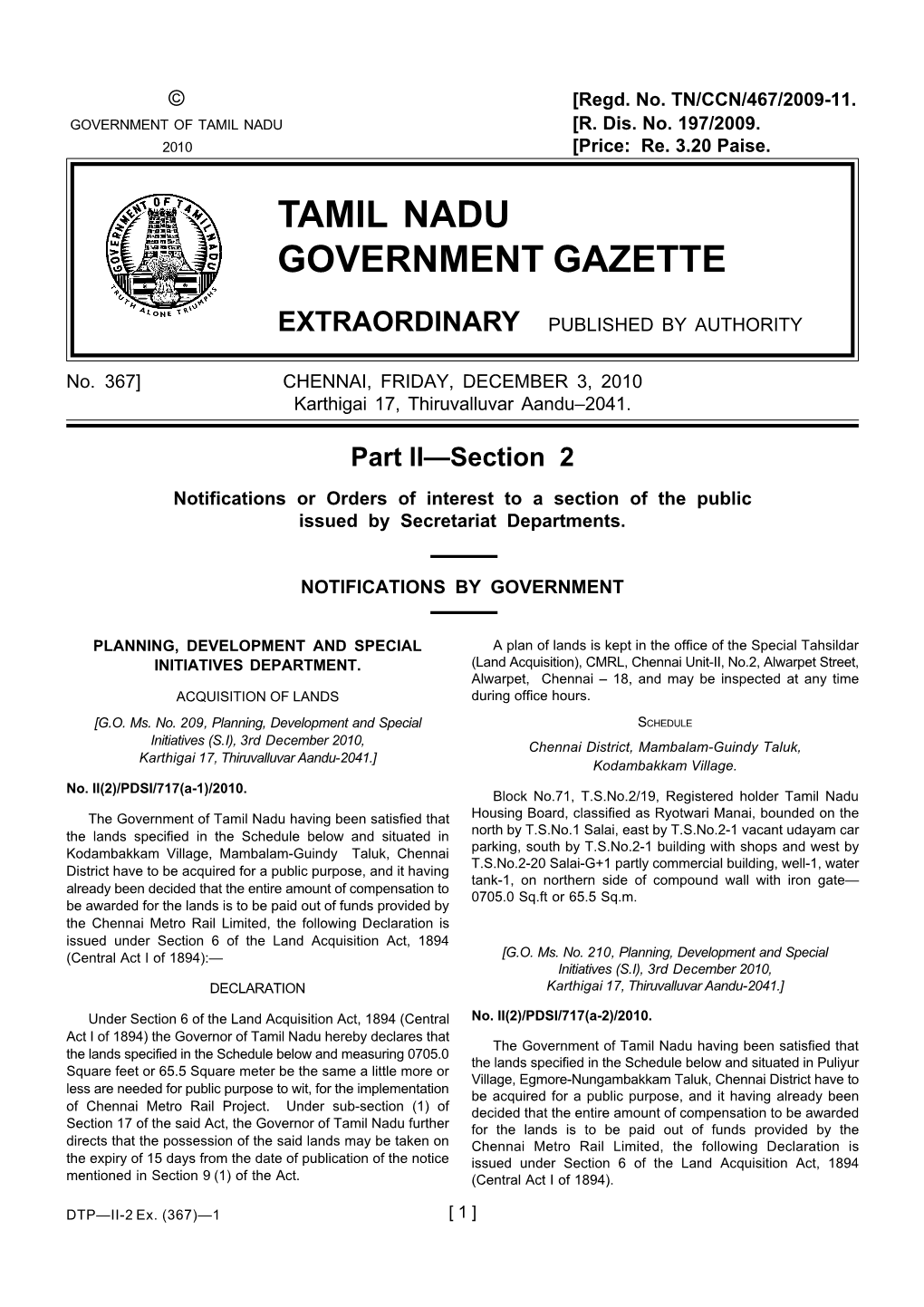 Tamil Nadu Government Gazette