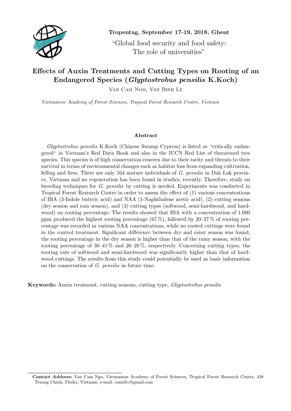 Effects of Auxin Treatments and Cutting Types on Rooting of An