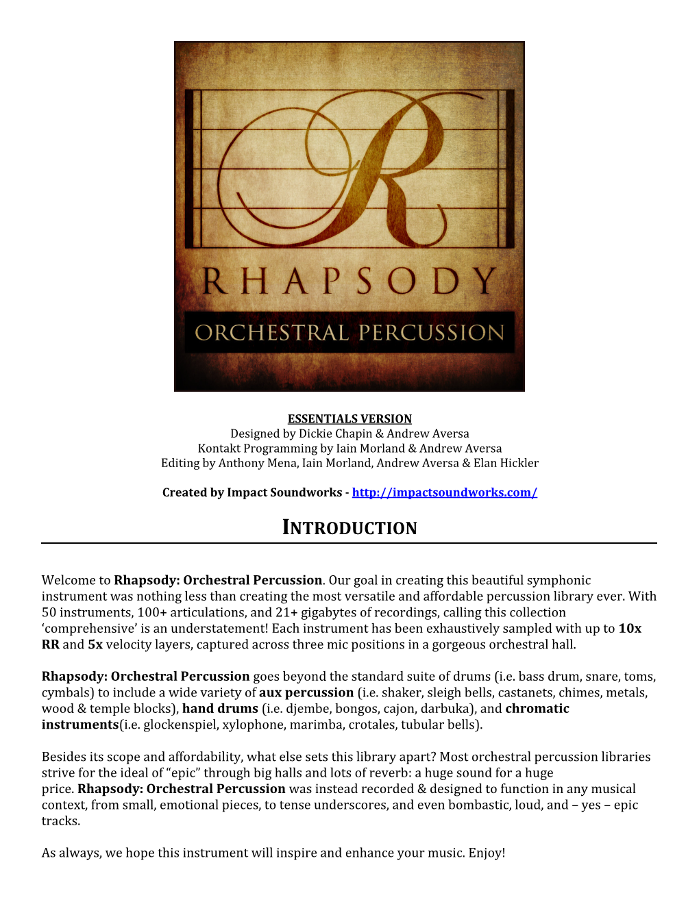 Rhapsody Orchestral Percussion Essentials